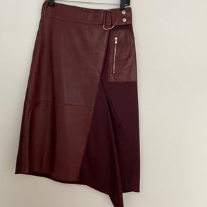 Gorgeous 3.1 Phillip Lim lamb leather and wool asymmetrical skirt.